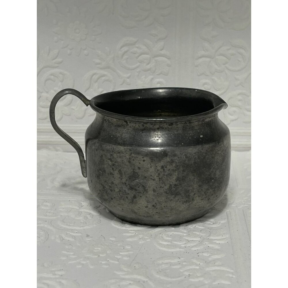 Antique Stamped Old English Genuine Pewter Creamer and Sugar 2 Inch